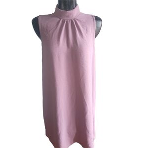 Pentagone Sleeveless Pink Mock Neck Shift Dress M